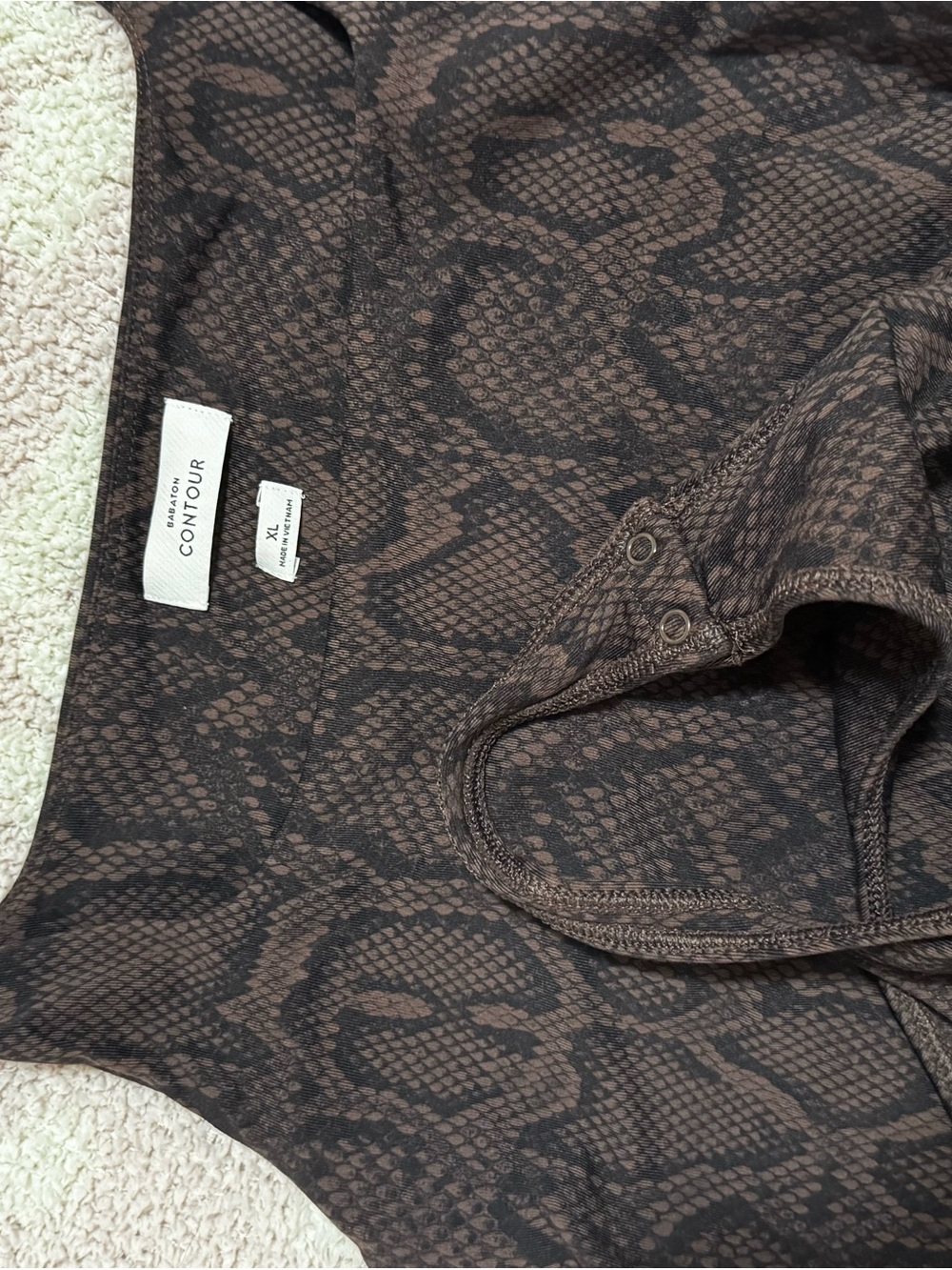 Babaton Snake-Print Contour Bodysuit in Brown